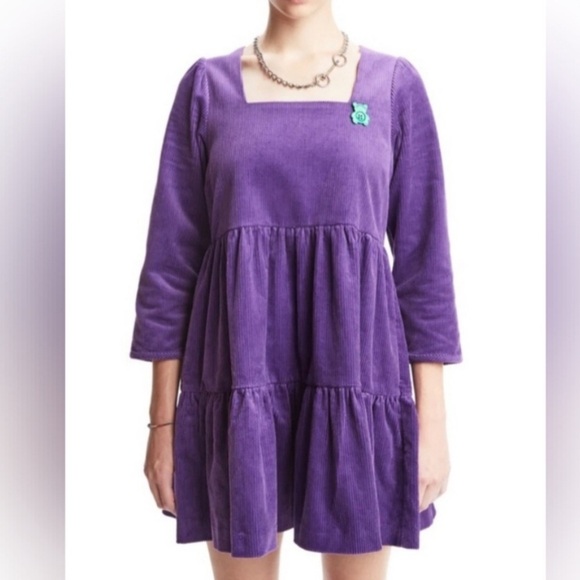 Teddy Fresh Dresses & Skirts - Teddy Fresh Corduroy Square Neck Tiered Mini Dress